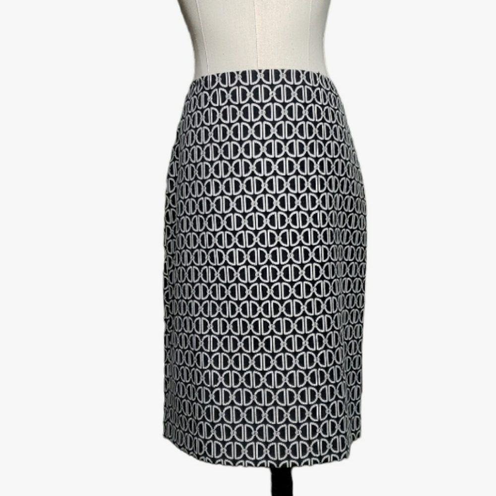 WHBM Geometric Linked D's Rope Nautical Lined Pencil Skirt Preppy Neutral size 6